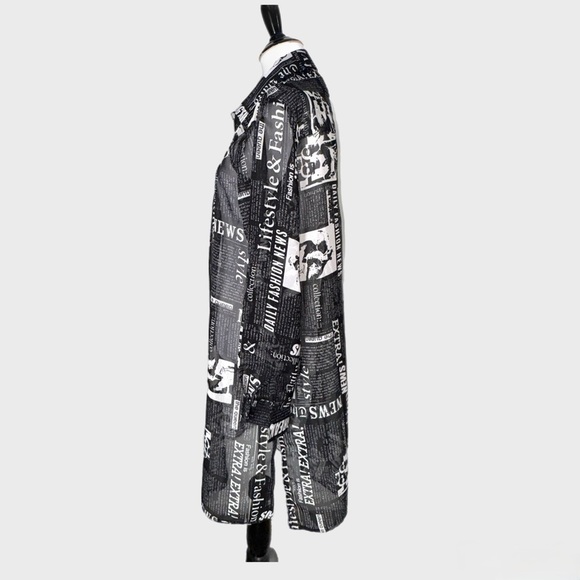 Live 4 Truth Chic Newspaper Print Dress/Long Shirt S - Picture 4 of 5